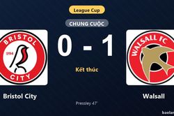 Thống kê trận đấu Bristol City 0-1 Walsall: A. Pressley tỏa sáng, Walsall giành chiến thắng, đi tiếp