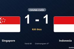 Thống kê trận đấu Singapore 1-1 Indonesia: Singapore vào bán kết