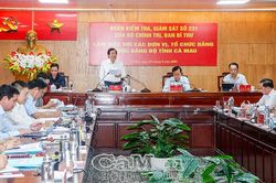 Đoàn Kiểm tra, giám sát của Trung ương đề nghị Cà Mau tiếp tục nâng cao chất lượng công tác cán bộ