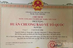 Chủ tịch nước ký Quyết định truy tặng Trung sĩ Cao Tuấn Anh Huân chương Bảo vệ Tổ quốc hạng Ba
