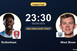 TRỰC TIẾPTrực tiếp Rotherham vs West Brom: Đội h&igrave;nh xuất ph&aacute;t