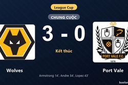 Thống kê trận đấu Wolves 3-0 Port Vale: F. Lopez tỏa sáng, Wolves giành chiến thắng, đi tiếp