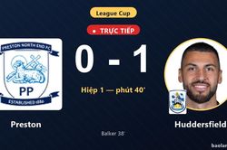 TRỰC TIẾPTrực tiếp Preston vs Huddersfield: Hết hiệp 1, Huddersfield dẫn 1-0
