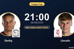 TRỰC TIẾPTrực tiếp Derby vs Lincoln: Đội hình xuất phát