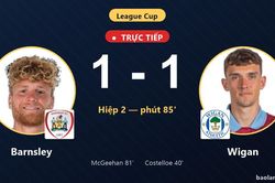 TRỰC TIẾPTrực tiếp Barnsley vs Wigan: Hết hai hiệp ch&iacute;nh, chờ hiệp phụ, h&ograve;a 1-1