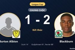 Blackburn ngược d&ograve;ng đi tiếp tại League Cup, Burton Albion ngậm ng&ugrave;i bị loại