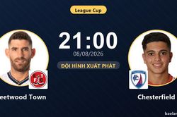 TRỰC TIẾPTrực tiếp Fleetwood Town vs Chesterfield: Đội h&igrave;nh xuất ph&aacute;t