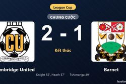 Thống k&ecirc; trận đấu Cambridge United 2-1 Barnet: Cambridge United ngược d&ograve;ng ngoạn mục, gi&agrave;nh chiến thắng, đi tiếp