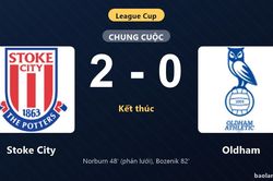 Thống kê trận đấu Stoke City 2-0 Oldham: R. Bozenik tỏa sáng, Stoke City giành chiến thắng, đi tiếp