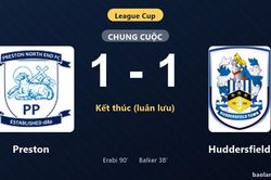 Thống kê trận đấu Preston 1-1 (pen 4-3) Huddersfield: Preston thắng luân lưu nghẹt thở, giành chiến thắng, đi tiếp