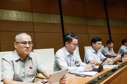 Đại biểu Quốc hội tỉnh Ph&uacute; Thọ thảo luận ở hội trường về dự &aacute;n luật