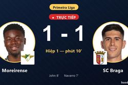TRỰC TIẾPTrực tiếp Moreirense vs SC Braga: Moreirense gỡ h&ograve;a 1-1