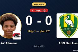TRỰC TIẾPTrực tiếp AZ Alkmaar vs ADO Den Haag: AZ Alkmaar lấn lướt nhưng chưa thể mở tỷ số, chưa c&oacute; b&agrave;n thắng