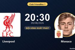 TRỰC TIẾPTrực tiếp Liverpool vs Monaco: Đội h&igrave;nh xuất ph&aacute;t