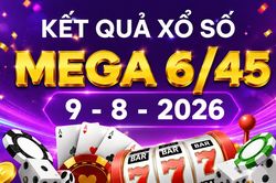 Vietlott 9/8 - Kết quả Vietlott Mega 6/45 ngày 9/8/2026