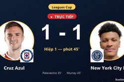 TRỰC TIẾPTrực tiếp Cruz Azul vs New York City FC: Hiệp 2 bắt đầu, h&ograve;a 1-1