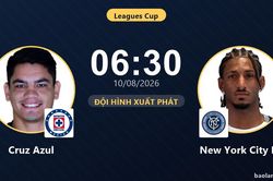 TRỰC TIẾPTrực tiếp Cruz Azul vs New York City FC: Đội h&igrave;nh xuất ph&aacute;t