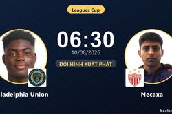 TRỰC TIẾPTrực tiếp Philadelphia Union vs Necaxa: Đội h&igrave;nh xuất ph&aacute;t