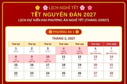 Phương án nghỉ Tết 2027: 7 ngày từ 28 tháng Chạp đến mùng 5 tháng Giêng