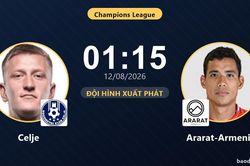 TRỰC TIẾPTrực tiếp Celje vs Ararat-Armenia: Đội h&igrave;nh xuất ph&aacute;t