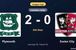 Thống kê trận đấu Plymouth 2-0 Exeter City: A. Pepple tỏa sáng, Plymouth giành chiến thắng, đi tiếp