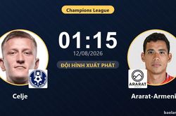 TRỰC TIẾPTrực tiếp Celje vs Ararat-Armenia: Đội h&igrave;nh xuất ph&aacute;t