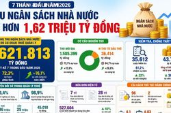 [INFOGRAPHIC] 7 tháng, thu ngân sách đạt hơn 1,62 triệu tỷ đồng