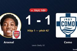 TRỰC TIẾPTrực tiếp Arsenal vs Como: Hết hiệp 1, h&ograve;a 1-1