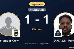 Columbus Crew chia điểm với U.N.A.M. - Pumas sau trận hòa 1-1 tại Leagues Cup