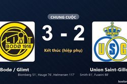 Thống kê trận đấu Bodø / Glimt 3-2 Union Saint-Gilloise: Andreas Helmersen tỏa sáng, Bodø / Glimt giành trọn 3 điểm