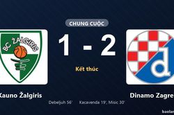 Thống k&ecirc; trận đấu Kauno Žalgiris 1-2 Dinamo Zagreb: Josip Misic tỏa s&aacute;ng, Dinamo Zagreb gi&agrave;nh trọn 3 điểm