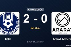 Thống kê trận đấu Celje 2-0 Ararat-Armenia: Benjamin Verbic tỏa sáng, Celje giành trọn 3 điểm
