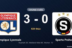 Thống kê trận đấu Olympique Lyonnais 3-0 Sparta Praha: Olympique Lyonnais thắng đậm thuyết phục