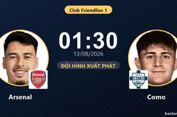 TRỰC TIẾPTrực tiếp Arsenal vs Como: Arsenal gia tăng sức &eacute;p trong 12 ph&uacute;t đầu, chưa c&oacute; b&agrave;n thắng