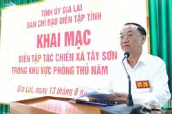 B&iacute; thư Tỉnh ủy Gia Lai Th&aacute;i Đại Ngọc chỉ đạo diễn tập t&aacute;c chiến x&atilde; T&acirc;y Sơn