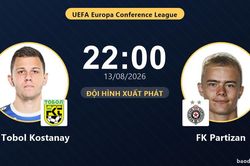 TRỰC TIẾPTrực tiếp FK Tobol Kostanay vs FK Partizan: Đội hình xuất phát