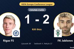 Thắng Rīgas FS 2-1 tr&ecirc;n s&acirc;n kh&aacute;ch, FK Jablonec nắm lợi thế tại Europa Conference League