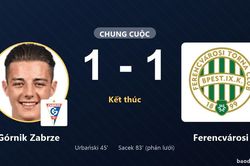 Pha phản lưới muộn khiến Górnik Zabrze chia điểm với Ferencvárosi