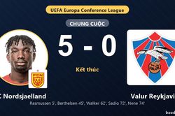 V&ugrave;i dập Valur Reykjavik 5-0, FC Nordsjaelland thăng hoa tại Conference League