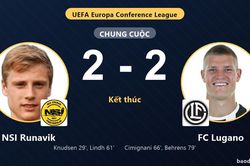 Dẫn trước hai b&agrave;n, NSI Runavik để FC Lugano cầm h&ograve;a ở Conference League