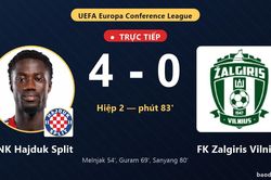 TRỰC TIẾPTrực tiếp HNK Hajduk Split vs FK Zalgiris Vilnius: HNK Hajduk Split nới rộng c&aacute;ch biệt 4-0