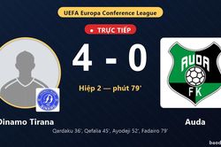 TRỰC TIẾPTrực tiếp Dinamo Tirana vs Auda: Dinamo Tirana nới rộng c&aacute;ch biệt 4-0