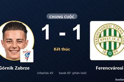 Górnik Zabrze chia điểm đầy nuối tiếc với Ferencvárosi sau bàn phản lưới muộn
