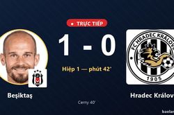 TRỰC TIẾPTrực tiếp Beşiktaş vs Hradec Kr&aacute;lov&eacute;: Hiệp 2 bắt đầu, Beşiktaş dẫn 1-0
