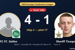 TRỰC TIẾPTrực tiếp FC ST. Gallen vs Sheriff Tiraspol: FC ST. Gallen nới rộng c&aacute;ch biệt 4-1