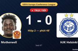 TRỰC TIẾPTrực tiếp Motherwell vs HJK Helsinki: Motherwell mở tỷ số