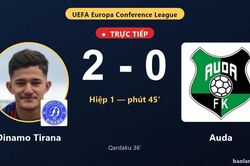 TRỰC TIẾPTrực tiếp Dinamo Tirana vs Auda: Hết hiệp 1, Dinamo Tirana dẫn 2-0