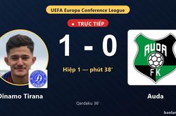 TRỰC TIẾPTrực tiếp Dinamo Tirana vs Auda: Dinamo Tirana mở tỷ số