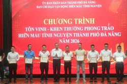Thành phố Đà Nẵng tôn vinh, khen thưởng công tác tuyên truyền, vận động hiến máu tình nguyện năm 2026