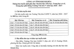Công anh tỉnh Khánh Hòa thông báo tuyển sinh Trường Văn hóa V năm học 2026 - 2027